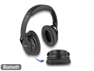 DeLOCK Faltbare Bluetooth 5.0-Kopfhörer mit integriertem Mikrofon und kraftvollem Bass, bis zu 20 Stunden Wiedergabezeit