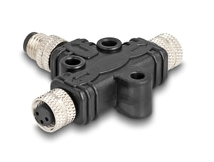 DeLOCK M8 T-Splitter with A-coding, 3-pin, 1 x male connector to 2 x female parallel connectors