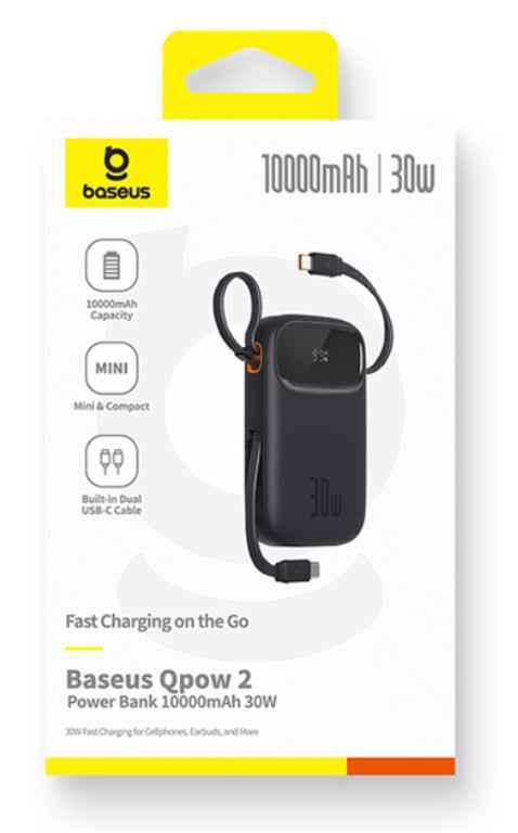 фото Зовнішній акумулятор (павербанк) Baseus Qpow 2 10000mAh 30W Black (P10055008113-00)