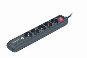 EnerGenie SPG5-U2-5 Überspannungsschutz Schwarz 5 x Netzsteckdose 5 V 1,5 m