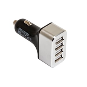RealPower 176636 Portable Device Charger for Smartphones and Tablets—Black, Silver, Automatic Cigarette Lighter
