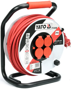 Yato YT-8108 förgrening 50 m 4 x nätuttag Inomhus/Utomhus Svart, Röd, Vit