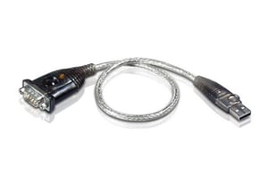 ATEN UC232A-AT Parallelkabel, Edelstahl, transparent, schwarz, 0,35 m, USB Typ A – DB-9