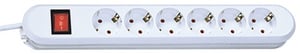 Bachmann SMART 6x Schuko H05VV-F 3G 1,50 mm² 16 A/3680 W 5 m grenuttag med 6 nätuttag, vit