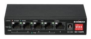 Edimax GS-1105PE przełącznik sieciowy Nie zarządzany Gigabit Ethernet (10/100/1000) Obsługa PoE Czarny
