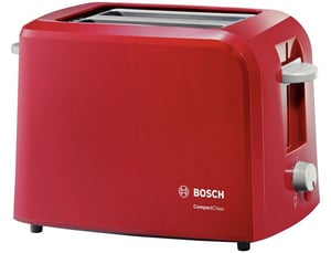 Bosch TAT3A014 Toaster, 6-slot, 2-cup, 980 W, Red