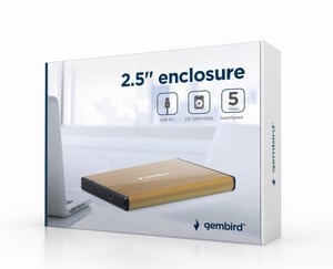 Gembird EE2-U3S-3-GL Hard Drive Enclosure, Gold 2.5" HDD Enclosure