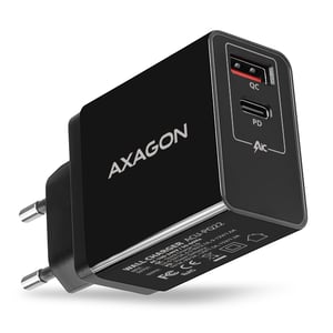 Axagon ACU-PQ22 laddare för bärbara enheter Mobiltelefon, Powerbank, Smartphone, Smartwatch, Surfplatta, Universell Svart Växelström Snabbladdning Inbyggd