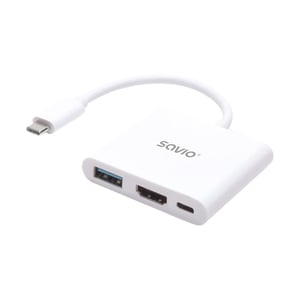 Savio AK-48 USB Typ C – HDMI, USB 3.0, PD, USB Typ C, weiß – Hub – USB 3.0-Adapter