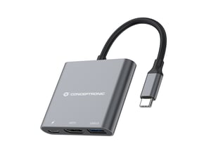 Conceptronic DONN01G USB 3.2 Gen 1 (3.1 Gen 1) Type-C Docking Station, Black, Gray