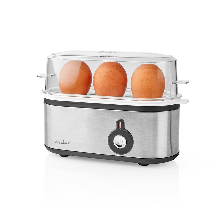 Nedis KAEB120EAL jajowar 3 jaj. 210 W Aluminium, Czarny, Przezroczysty