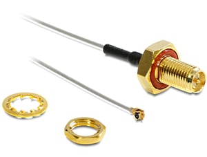 DeLOCK 88458 Signal Cable 0.1 m Black, Gold, Gray, Red, Silver