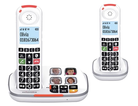 SwissVoice Xtra 2355 Duo Telefon w systemie DECT Nazwa i identyfikacja dzwoniącego Biały