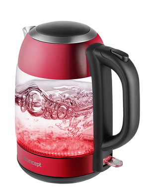 Concept RK4081 czajnik elektryczny 1,7 l 2200 W Schwarz, Rot, Edelstahl, Transparent