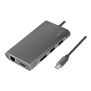 LogiLink UA0382 Wired USB 3.2 Gen 1 (3.1 Gen 1) Type-C Docking Station, Silver