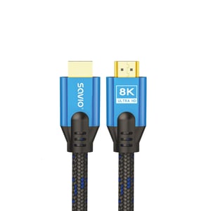 Savio HDMI (M) v2.1 cable, 5 m, 8K copper, blue-black with gold-plated connectors, CL-169 HDMI cable, HDMI Type A (Standard), Black, Blue