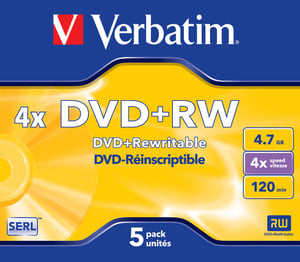 Verbatim DVD+RW Matt Silver 4.7 GB, 5-pack