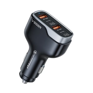 VEGER CC53-2A2C Ladegerät für mobile Geräte: Notebook, Mobiltelefon, Netbook, Laptop, Smartphone, universell einsetzbar, schwarz, Zigarettenanzünder, Schnellladung, extern