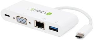 Techly IADAPUSB31DOC2 USB 3.2 Gen 1 (3.1 Gen 1) Type-C Docking Station, White