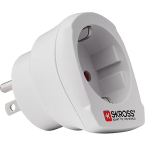 Skross Europe to USA Type B to Type F Power Plug Adapter, White