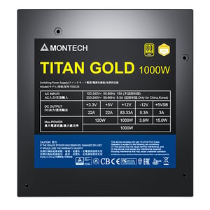 Montech TITAN GOLD 1000W moduł zasilaczy 20+4 pin ATX ATX Czarny