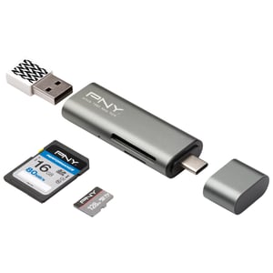 PNY R-TC-UA-3N1E01-RB USB 3.2 Gen 1 (3.1 Gen 1) Type-C-Kartenlesegerät, metallisch