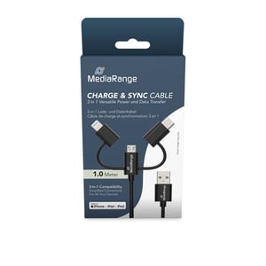 MediaRange MRCS246 USB-kabel USB 2.0 1 m USB A till USB C/Micro USB-A/Lightning 0,48 Gbit/s Svart