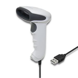 Qoltec 50865 Barcode Scanner Handheld 1D Laser Barcode Scanner Black, White