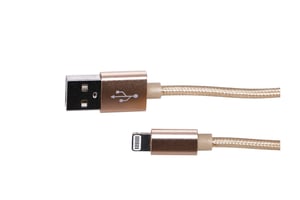 Extralink Kabel med Lightning-kontakt för iPhone-smartphones, maxström 2 A, förstärkt med flätad hölje, längd 1 m, guldfärgad