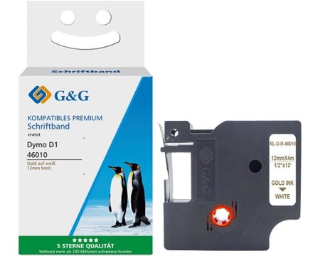 G&G 18786 taśmy do etykietowania Złoty na białym D1