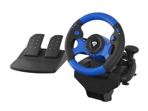 GENESIS Seaborg 350 Black, Blue USB Steering Wheel + Pedals for Nintendo Switch, PC, PlayStation 4, PlayStation 3, Xbox 360, Xbox One, Xbox Series S, Xbox Series X