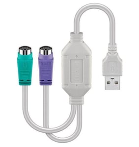 Microconnect USBA2XPS2 PS/2-kabel 0,3 m 2x 6-pins Mini-DIN USB A Vit