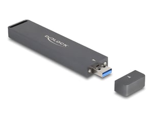 DeLOCK Obudowa zewnętrzna dla M.2 NVME PCIe SSD lub SATA SSD z wtykiem USB 10 Gbps Typu-A