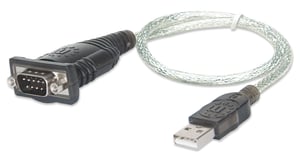 Manhattan 205146 Parallel Cable, Black, Transparent, 0.45 m, USB Type-A to D-Sub (DB-9)