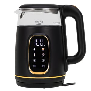Adler D 1305 BG czajnik elektryczny 1,7 l 2200 W Czarny, Przezroczysty, Złoto