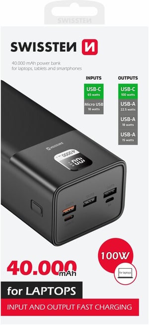 Swissten 22013941 bank mocy Litowo-polimerowy (LiPo) 40000 mAh Czarny