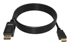 Vision TC 2MDPHDMI8K/BL 2-meter DisplayPort to HDMI Cable, Black