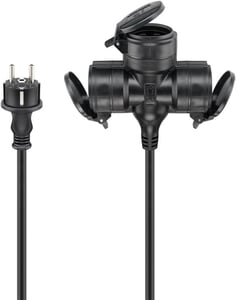 Goobay 65438 10 m Power Strip with 3 Outlets, Outdoor, Black