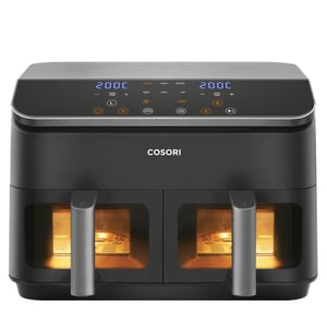 Cosori Dual Basket Chef Edition – Heißluftfritteuse mit zwei Körben, 8,5 l, Standgerät, 1750 W, schwarz, silber