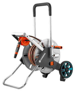 Gardena 18547-20 Garden Hose Reel, Multi-Position Drum, Manual, Black, Stainless Steel