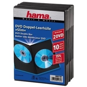 Hama DVD Slim Double-Box 10, svart, 2 skivor, svart
