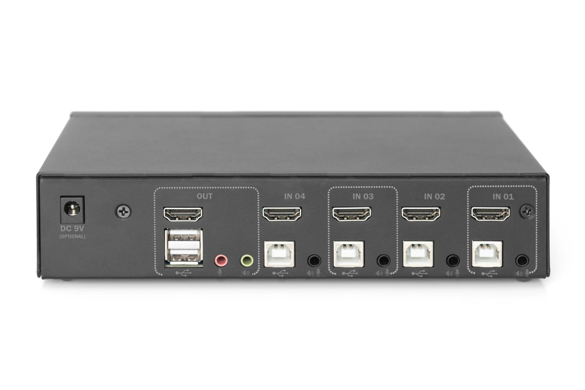 Digitus Przełącznik KVM, 4-portowy, pojedynczy wyświetlacz, 4K, HDMI®