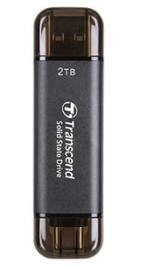 Transcend TS2TESD310C Externe SSD 2 TB, USB Typ A auf USB Typ C 3.2 Gen 2 (3.1 Gen 2), Schwarz
