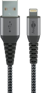 Goobay 49268 Lightning Cable, 1 m, Gray, Silver