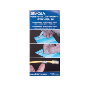 Brady PWC-PK-36 Cable Marker, Clear, White Vinyl, 45 pcs.