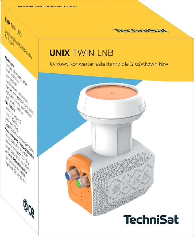TechniSat UNIX Twin LNB Pomarańczowy, Biały