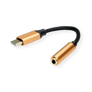 ROLINE 12.03.3223 Handy-Kabel Schwarz, Gold 0,13 m USB-C 3,5 mm