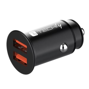 Techly IUSB2-CAR5-AA36W Portable Device Charger, Universal, Black, Cigarette Lighter, Fast Charging, Automatic
