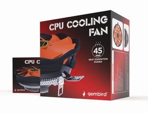 Gembird CPU-HURACAN-X30 Computer Cooling System CPU Air Cooler 12 cm Black, Orange
