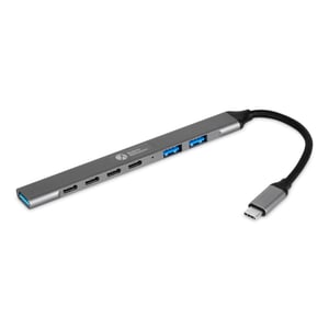 BakkerElkhuizen 7-in-1 USB-C Hub (3A+4C) USB Type-C 5000 Mbit/s Black, Gray